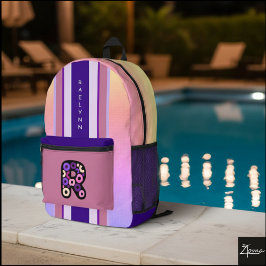 Circles Pattern Monogram Striped Backpack  Bedrukte Rugzak