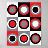 Circles Pattern Red Gray Black White Poster (Voorkant)