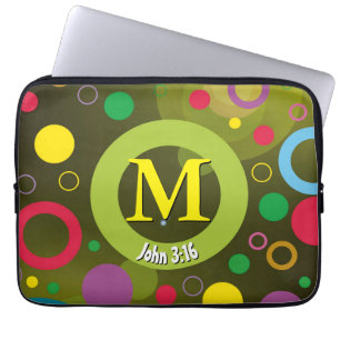 Circles Scripts Monogram Gepersonaliseerd GROEN Laptop Sleeve