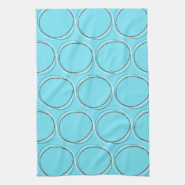 Circles small Turquoise White Brown hand getekend Theedoek