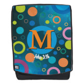 Circles Spots Scripts Monogram BLUE Gepersonalisee Rugtassen (Voorkant)