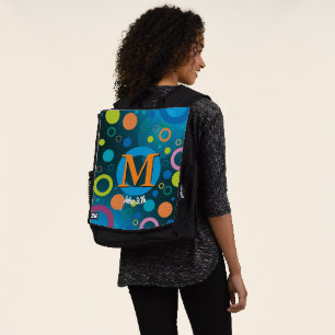 Circles Spots Scripts Monogram BLUE Gepersonalisee Rugtassen