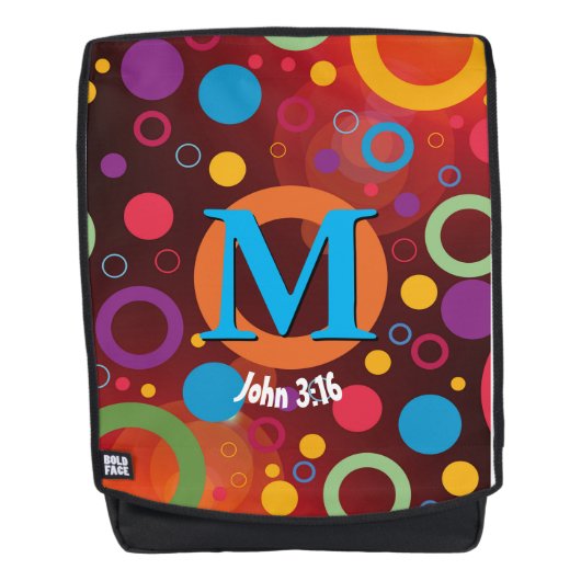 Circles Spots Stippen Scripts Monogram Gepersonali Rugtassen (Voorkant)