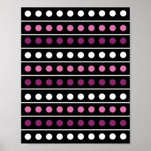 Circles Stripes White roze Paars Black Background Poster