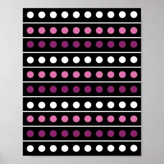 Circles Stripes White roze Paars Black Background Poster (Voorkant)