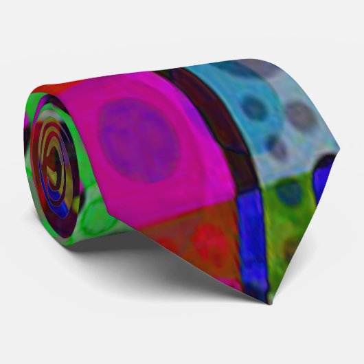 Circles Swirls in Neon Red, Blue & Green Stropdas (Opgerold)