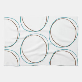 Circles Turquoise & Bruin hand getekend minimale B Theedoek