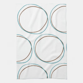 Circles Turquoise & Bruin hand getekend minimale B Theedoek