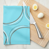 Circles Turquoise White Brown hand getekend Theedoek (Quarter Fold)