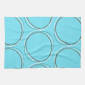 Circles Turquoise White Brown hand getekend Theedoek (Horizontaal)