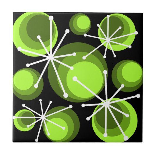 Circles uit de middeleeuwen — Starbursts Chartreus Tegeltje (Voorkant)