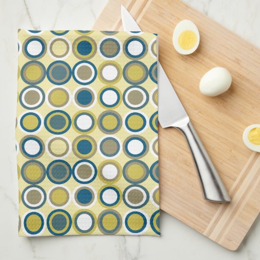 Circles uit het midden van de eeuw Patroon Blauw G Theedoek (Quarter Fold)