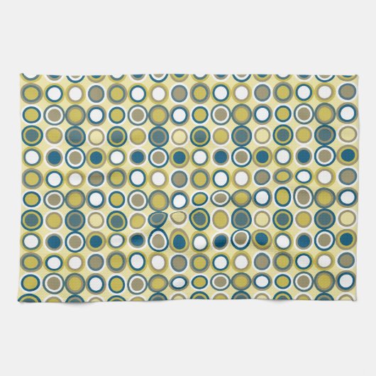 Circles uit het midden van de eeuw Patroon Blauw G Theedoek (Horizontaal)