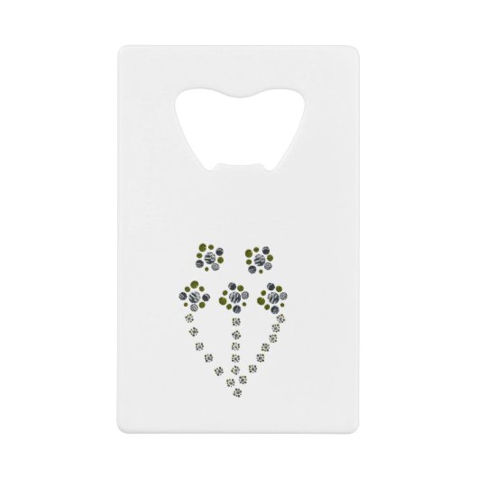 Circles wereldbol vertakkend als een boomtak creditkaart flessenopener (Voorkant)