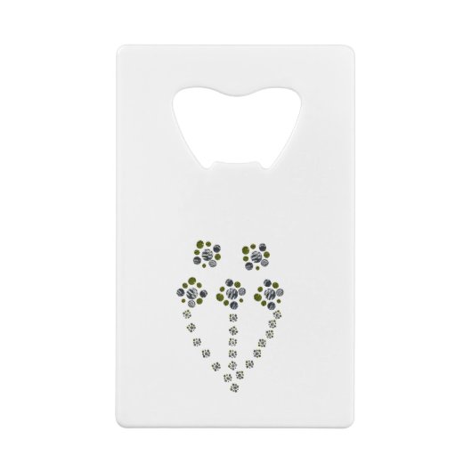 Circles wereldbol vertakkend als een boomtak creditkaart flessenopener (Achterkant)