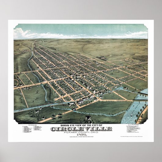 Circleville, OH, Panoramische Kaart - 1876 Poster (Voorkant)