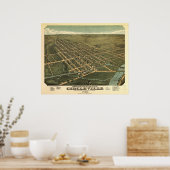 Circleville Ohio 1876 Antiek Panoramische Kaart Poster (Keuken)