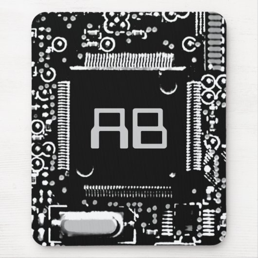 Circuit Black en White 2 monogram mouspad Muismat (Voorkant)