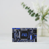 Circuit Blue 2 'Monogram business card template Visitekaartje (Staand voorkant)