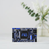Circuit Blue 2 'Monogram business card template Visitekaartje (Staand voorkant)