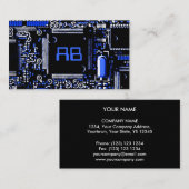Circuit Blue 2 'Monogram business card template Visitekaartje (Voorkant / Achterkant)