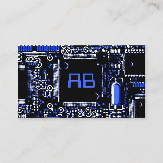 Circuit Blue 2 'Monogram business card template Visitekaartje (Voorkant)