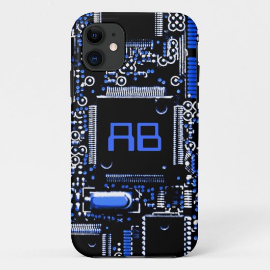Circuit Blue 2 monogram iPhone hoesje (Achterkant)