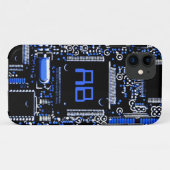 Circuit Blue 2 monogram iPhone hoesje (Achterkant (horizontaal))