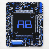 Circuit Blue 2 monogram mondspad Muismat (Voorkant)