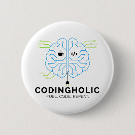 Circuit Board Brain Coder Pin Geek Tech Nerd Ronde Button 5,7 Cm