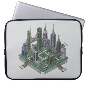 Circuit Board City Chip Futuristic City Hoesje Laptop Sleeve