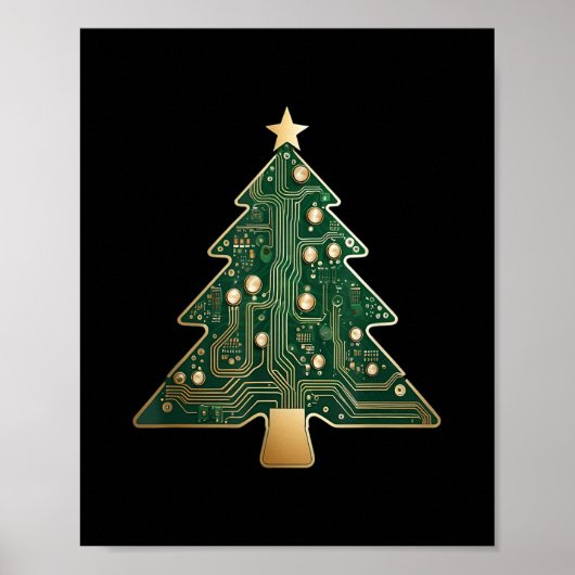 Circuit Board Computer Tech Christmas Tree  Poster (Voorkant)
