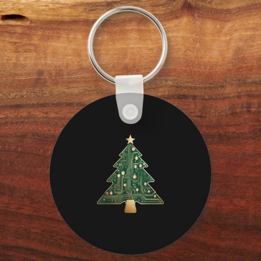 Circuit Board Computer Tech Christmas Tree Sleutelhanger (Voorkant)