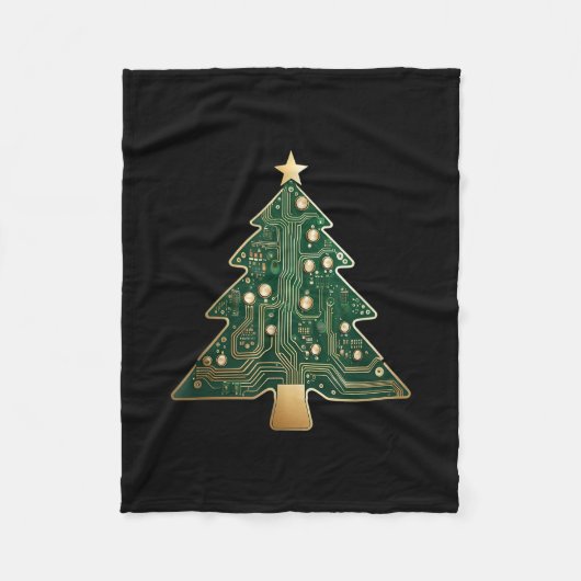 Circuit Board Computer Tech Kerstboom Fleece Deken (Voorkant)