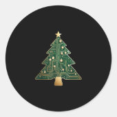 Circuit Board Computer Tech Kerstboom Ronde Sticker (Voorkant)