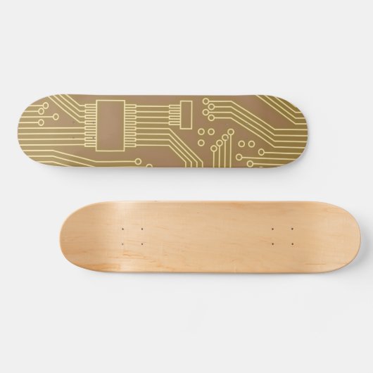 Circuit Board Gold Persoonlijk Skateboard (Horizontaal)