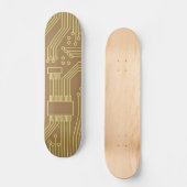 Circuit Board Gold Persoonlijk Skateboard (Voorkant)