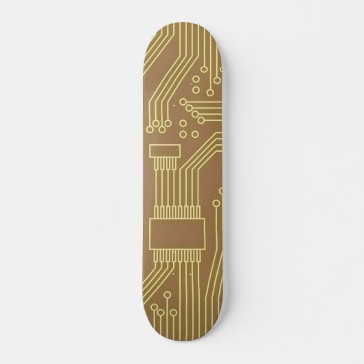 Circuit Board Gold Persoonlijk Skateboard (Voorkant)