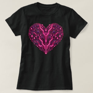 Circuit Board Hart Technologie Liefde Geek T-shirt