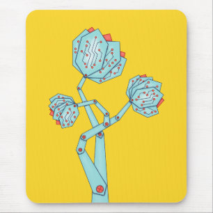 Circuit Board Mechanical Flowers Geek Girl Muismat