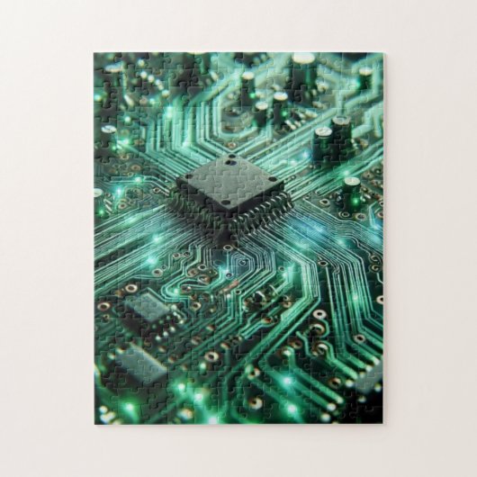 Circuit Board met groene energie Legpuzzel (Verticaal)