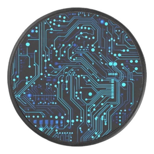Circuit Board ontwerp illustratie Kussen Hockey Puck (Voorkant)
