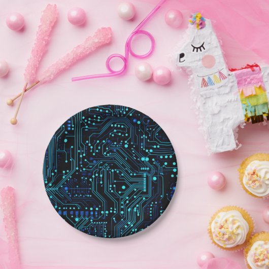 Circuit Board ontwerp illustratie Kussen Papieren Bordje (Feest)