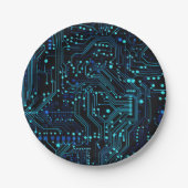 Circuit Board ontwerp illustratie Kussen Papieren Bordje (Voorkant)