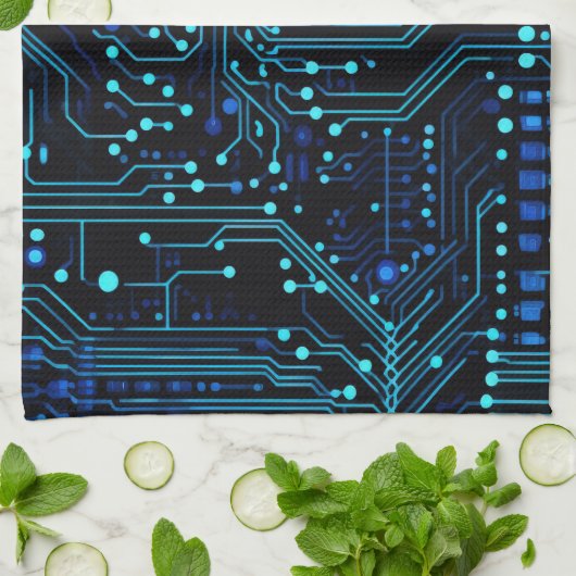 Circuit Board ontwerp illustratie Kussen Theedoek (Gevouwen)