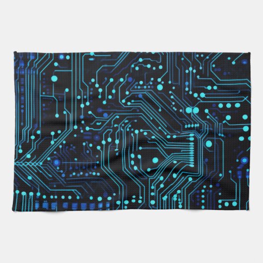 Circuit Board ontwerp illustratie Kussen Theedoek (Horizontaal)