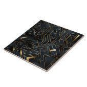 Circuit Board Patroon, Zwart en Goud, Naadloos Tegeltje (Zijkant)