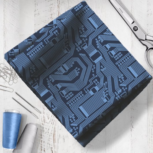 Circuit Board Pattern Blue ID245 Stof