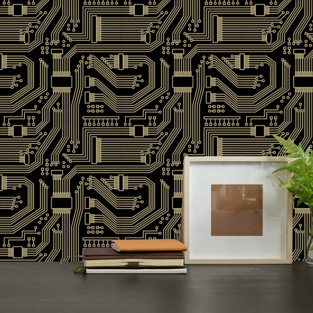 Circuit Board Pattern Gold ID245 Behang (Creator heeft geüpload)
