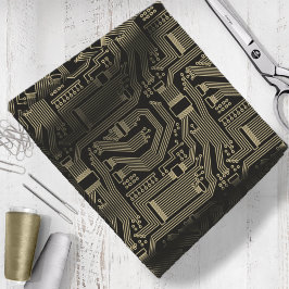 Circuit Board Pattern Gold ID245 Stof